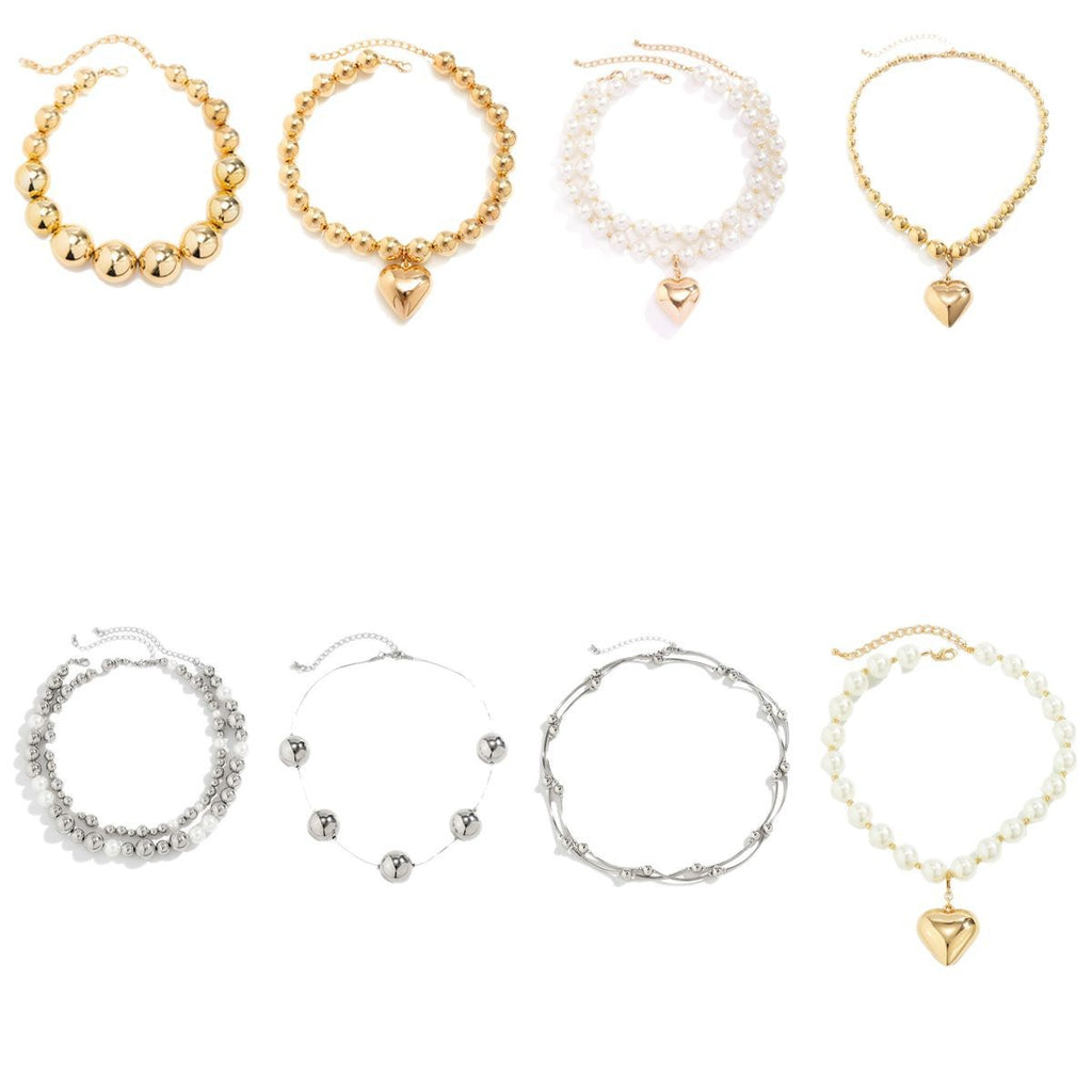 🟤 Choker + Bold Round Bead Punk Collar – Geometric Statement Piece