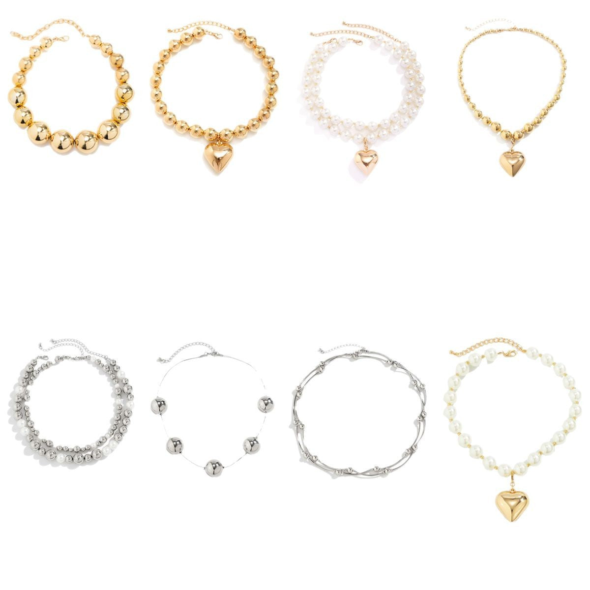 🟤 Choker + Bold Round Bead Punk Collar – Geometric Statement Piece