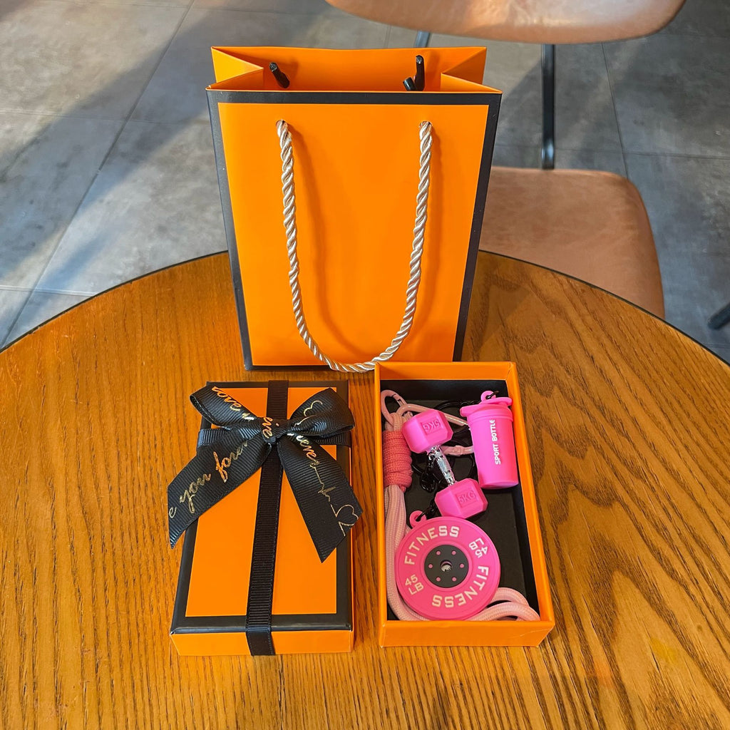 💪 Silicone Dumbbell & Shaker Keychain Set