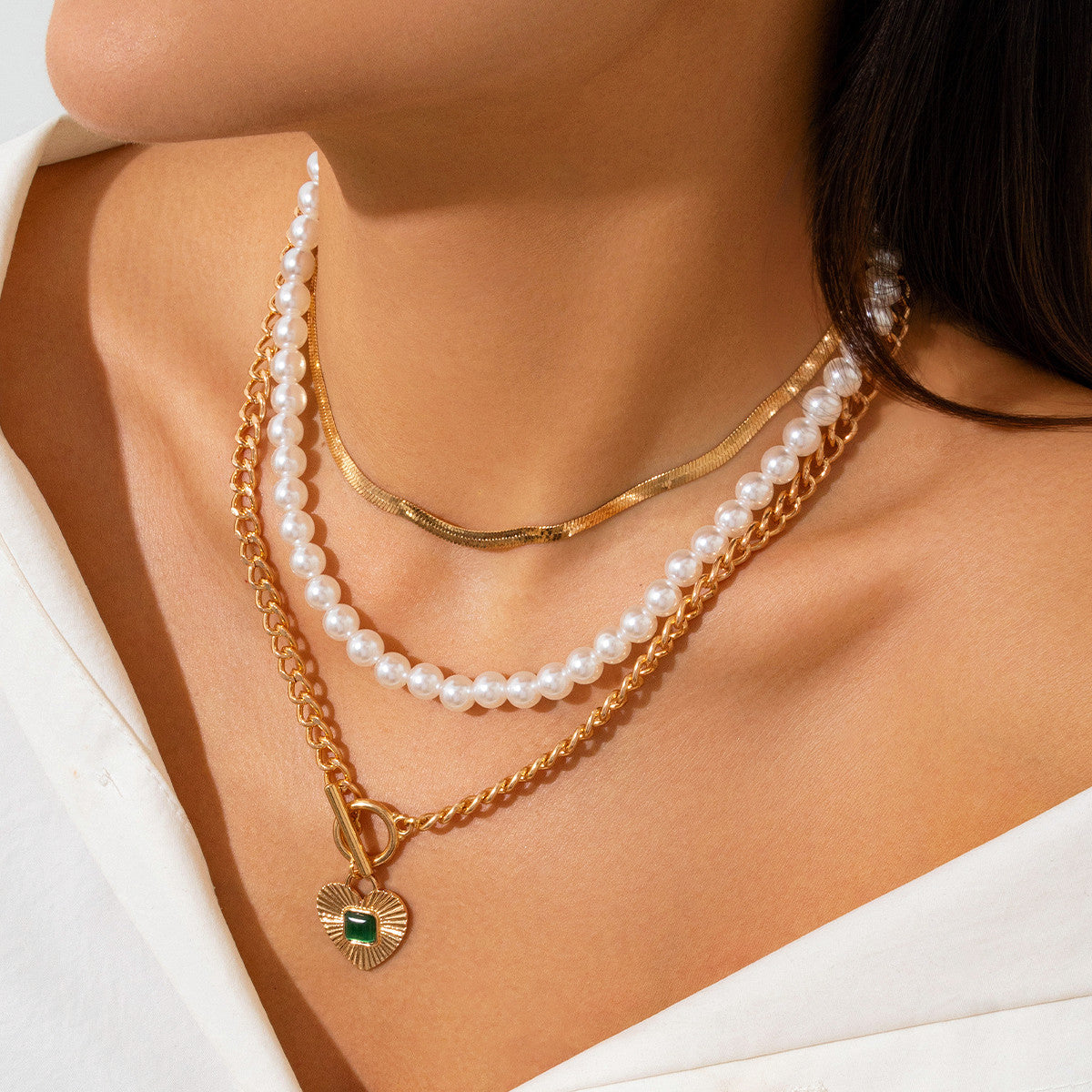 💧 Necklace + Irregular Waterdrop Pearl Pendant Layered Necklace