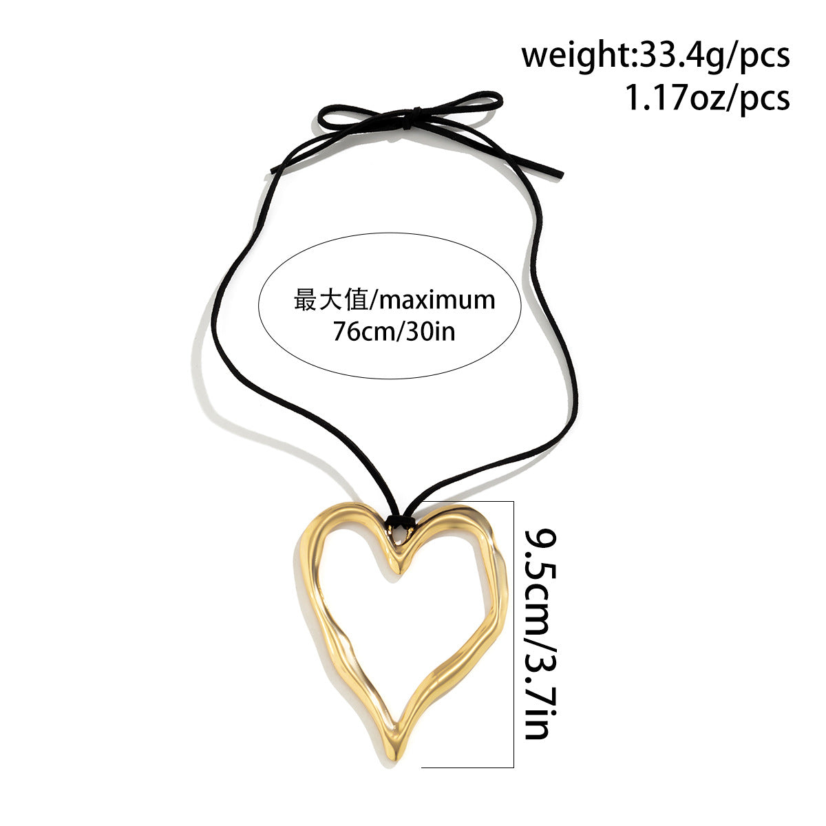💘 Necklace + Hollow Heart Pendant – Irregular Alloy Chain Necklace