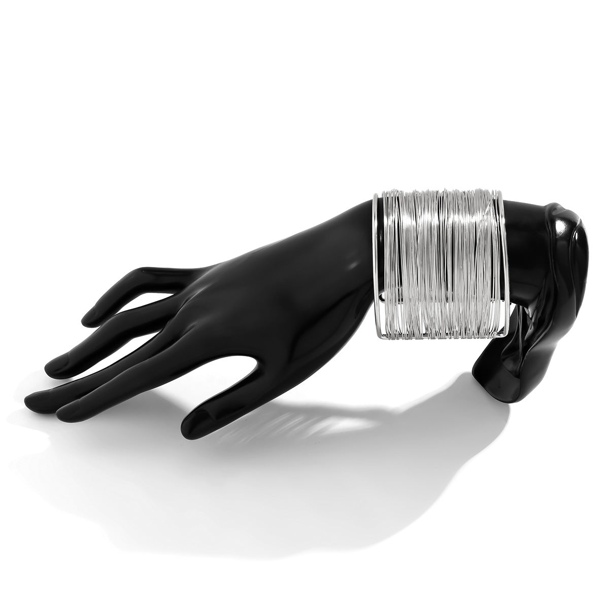 🖤 Bracelet + Brushed Metal Open Cuff – Minimalist Cool Style