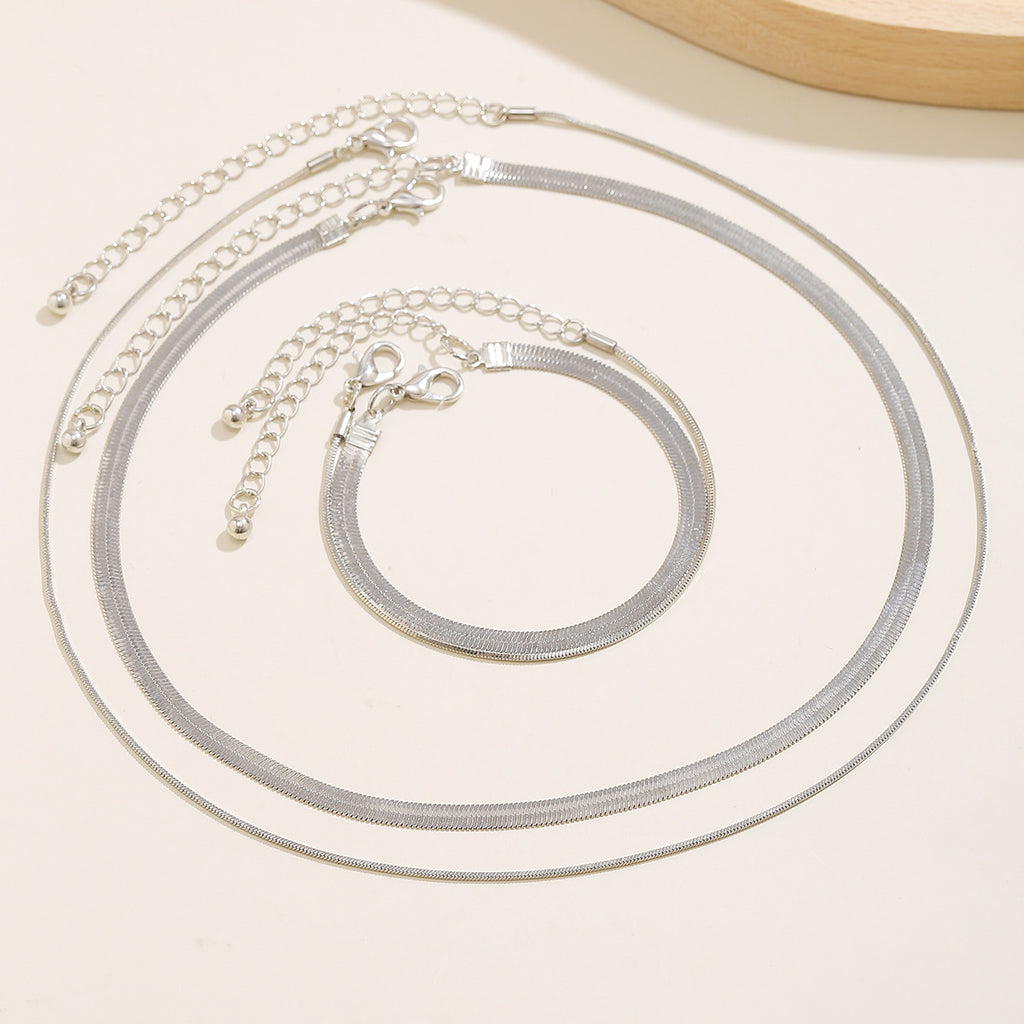 🔗 Necklace + Double-Layer Snake Chain Pendant Necklace – Street Chic