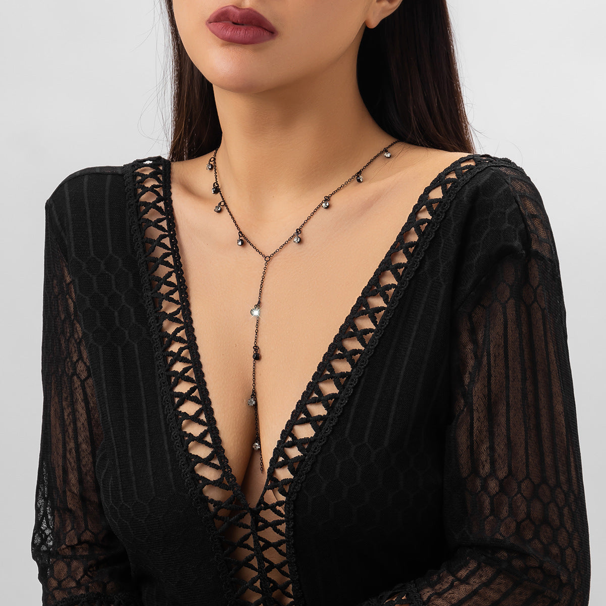 💎 Necklace + Rhinestone Y-Shape Chain – Sweet Street Style