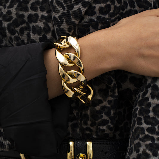 🔩 Bracelet + Chunky Punk Twist Chain Bracelet – Geometric Bold Design