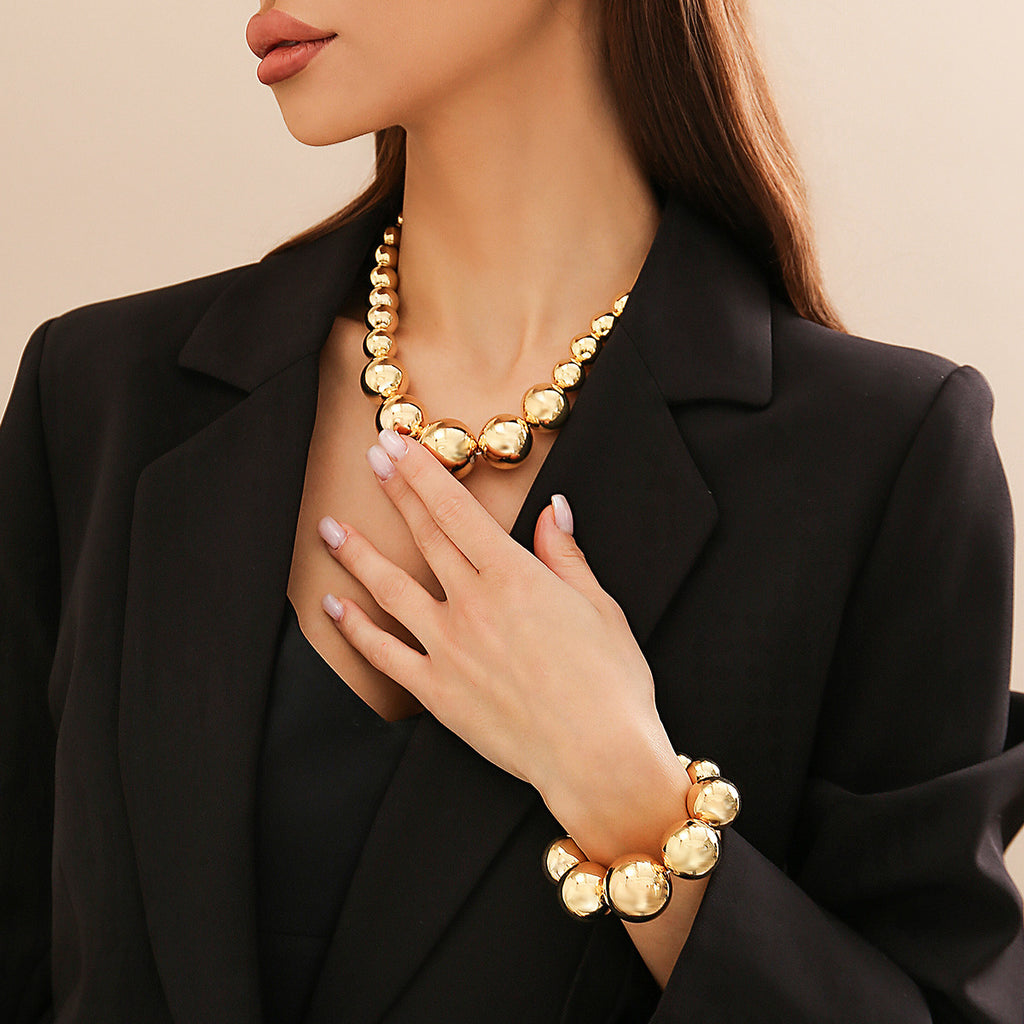 💥 Necklace + Punk Geometric Beaded Choker – Bold Statement