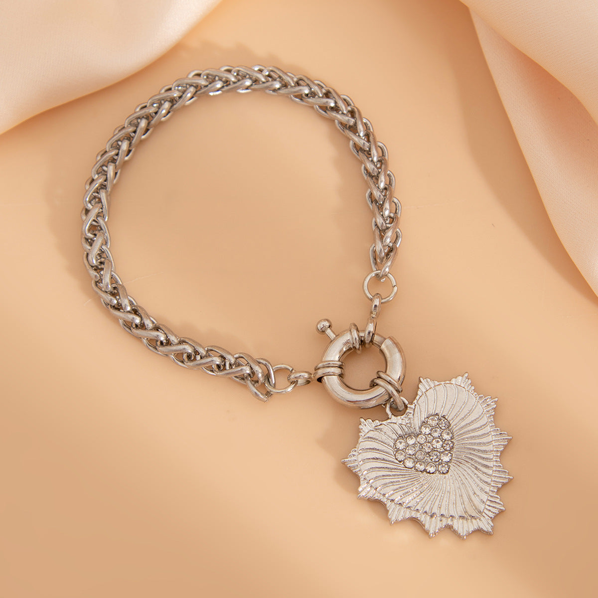 💎 Necklace Set + Rhinestone Heart Pendant + Luxury Toggle Chain