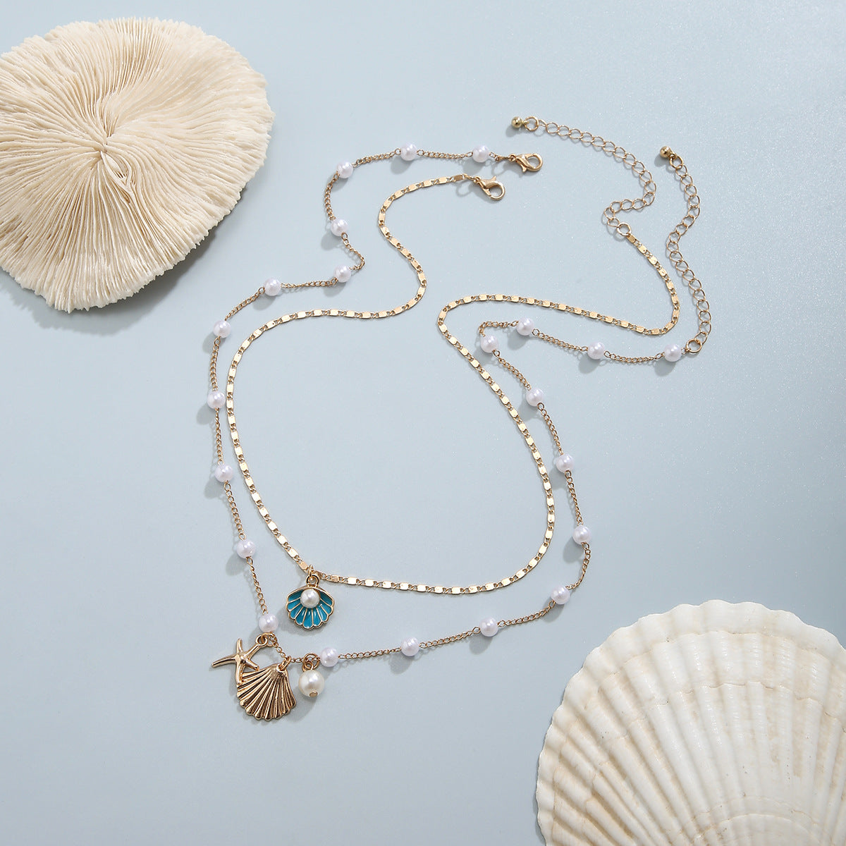 🐚 Necklace + Vintage Pearl Necklace With Shell & Starfish Charms – Beach Style