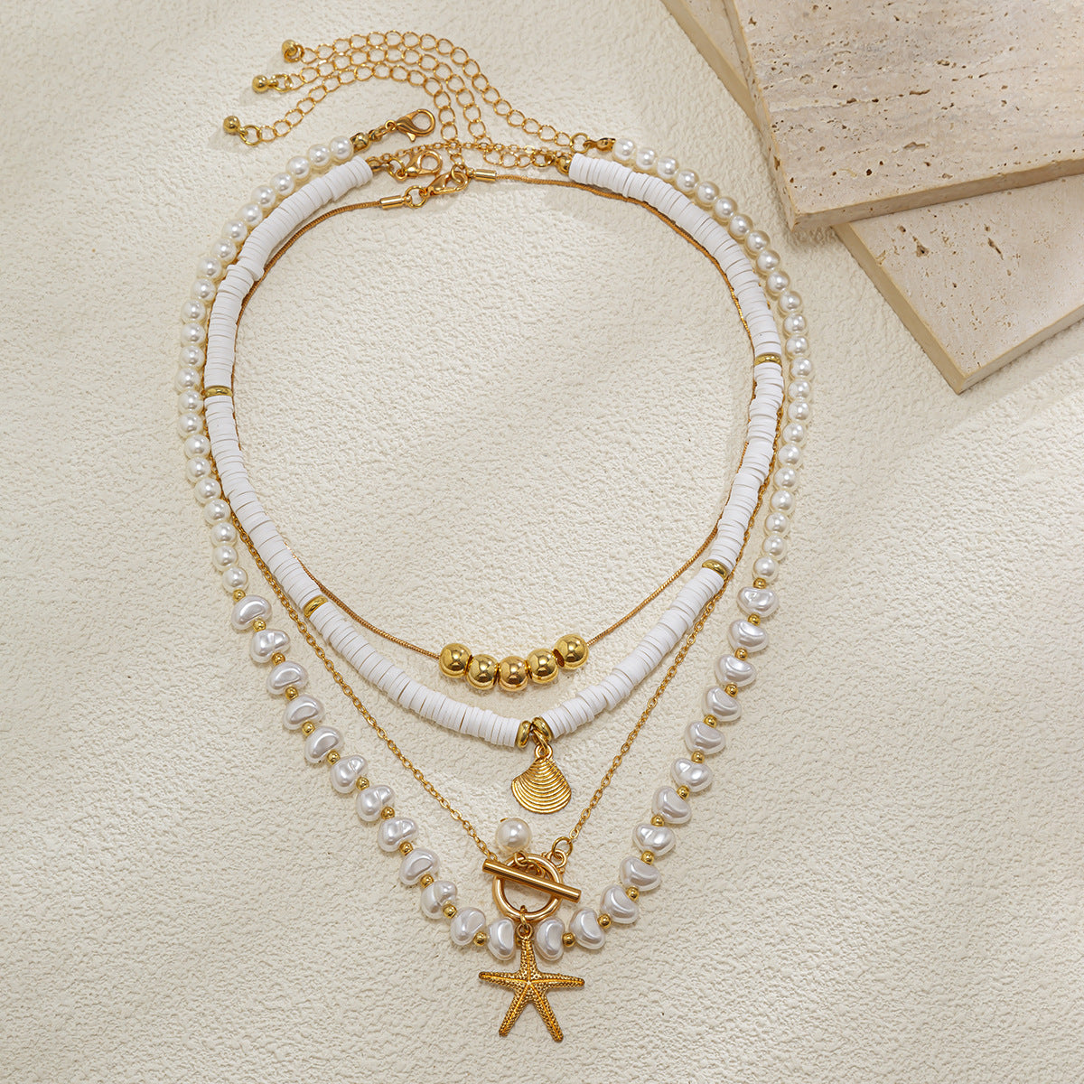 🌟 Necklace Set + Starfish Pearl Irregular Pendant Necklace – Ocean Layers