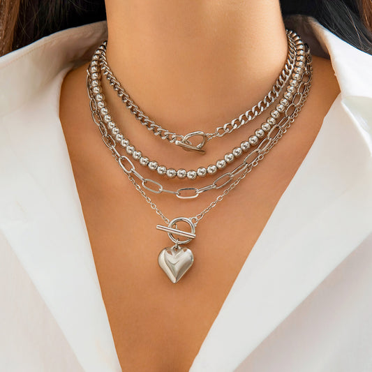 💖 Necklace Set + OT Buckle Heart Bead Geometric Necklace – Sweet Street Style