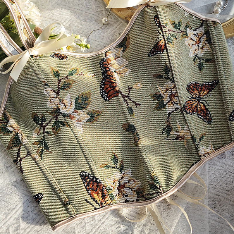 🌸 Spicy | French Floral Bow Tie Slimming Camisole