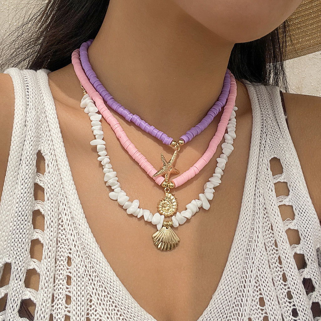 🐚 Necklace + Multi-Layer Shell & Turquoise Beaded Necklace – Ocean Vibe