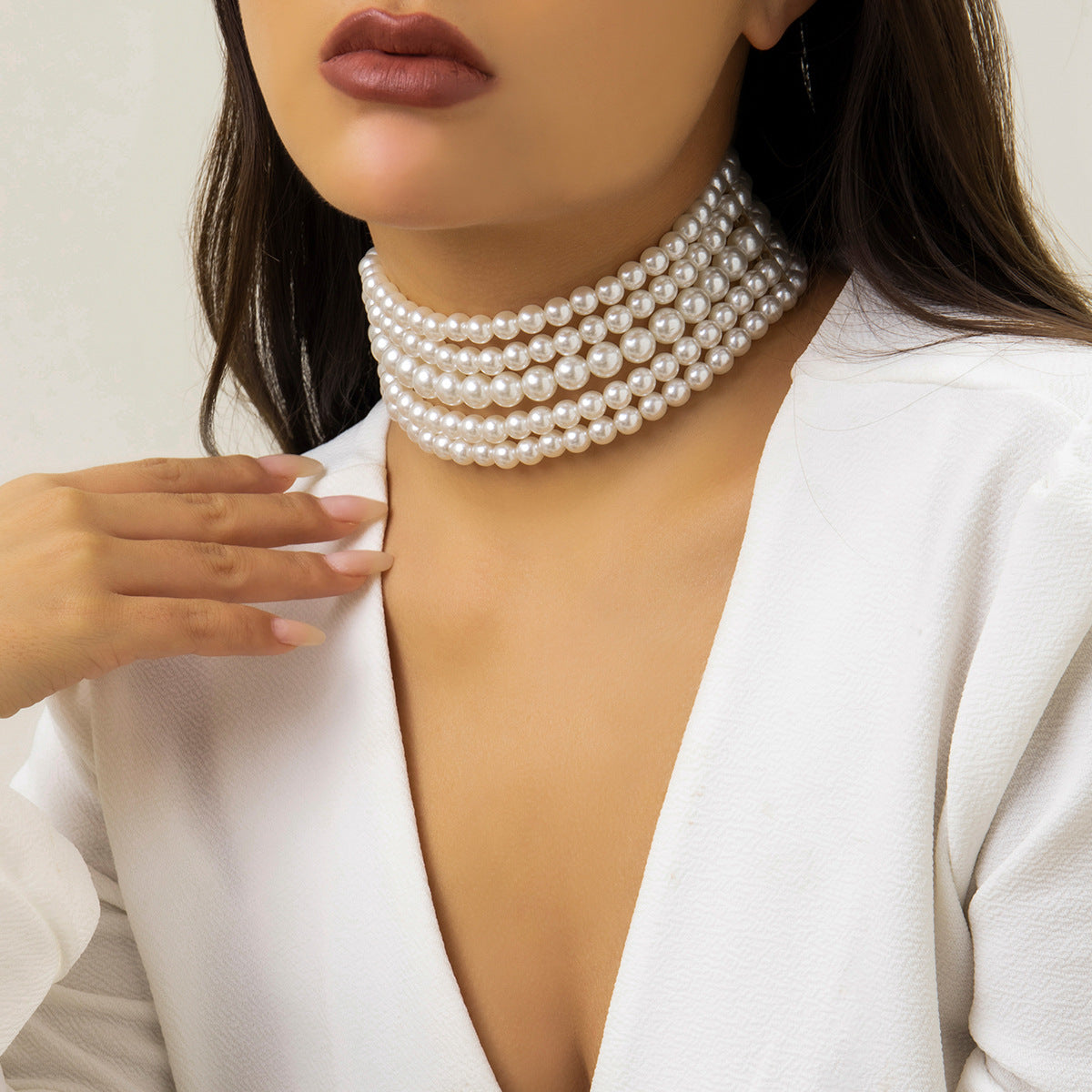 📿 Choker + Handmade Layered Pearl Necklace – Street Snap Favorite