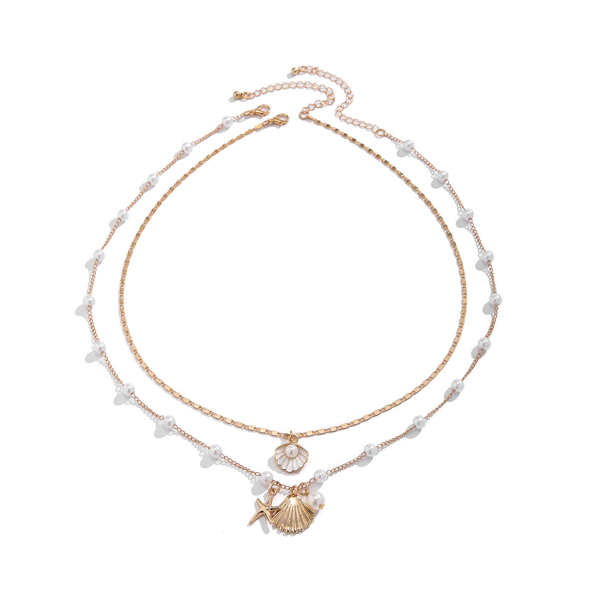 🐚 Necklace + Vintage Pearl Necklace With Shell & Starfish Charms – Beach Style