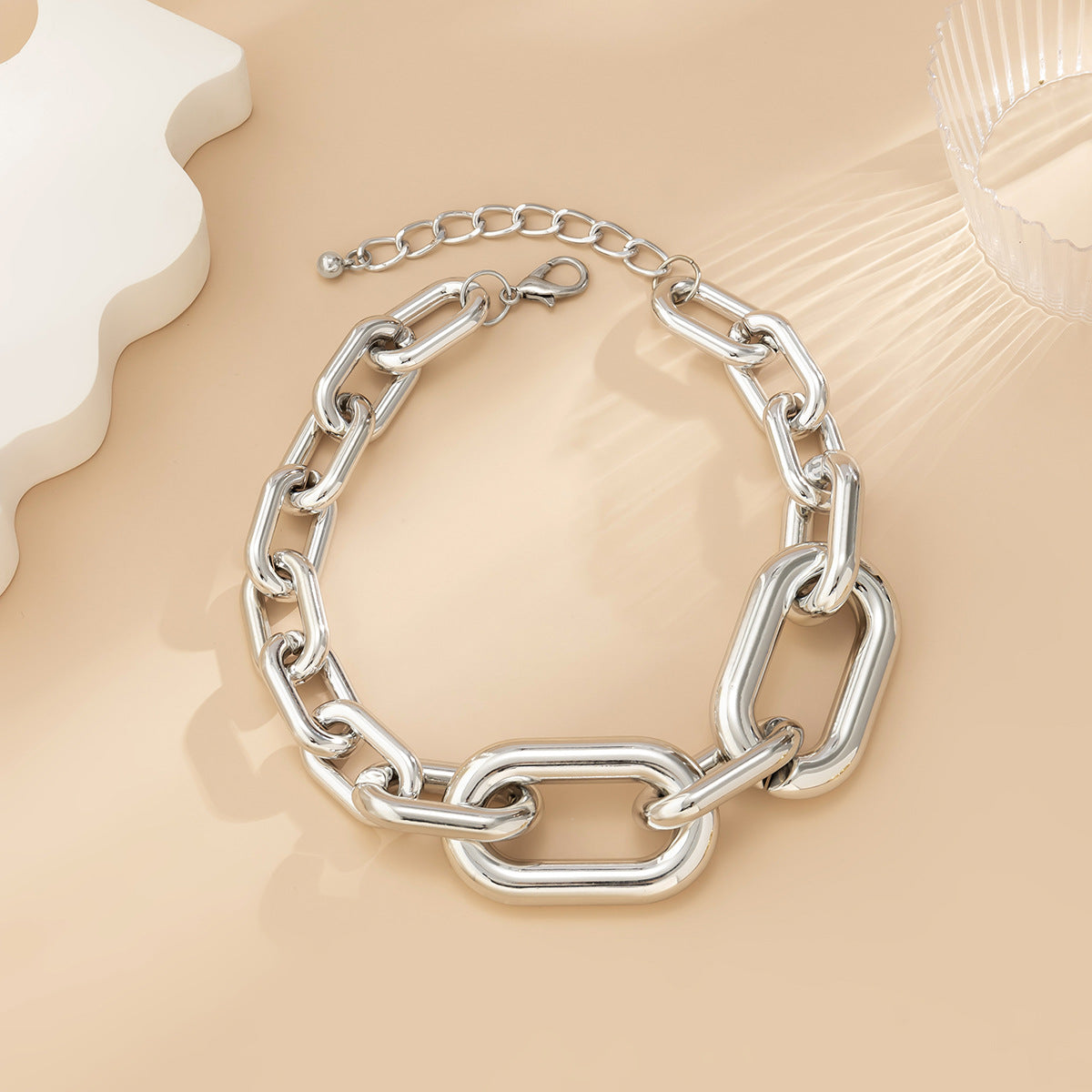 🧨 Necklace + Single-Layer Fringe Chain Necklace – Hip-Hop Bold Style