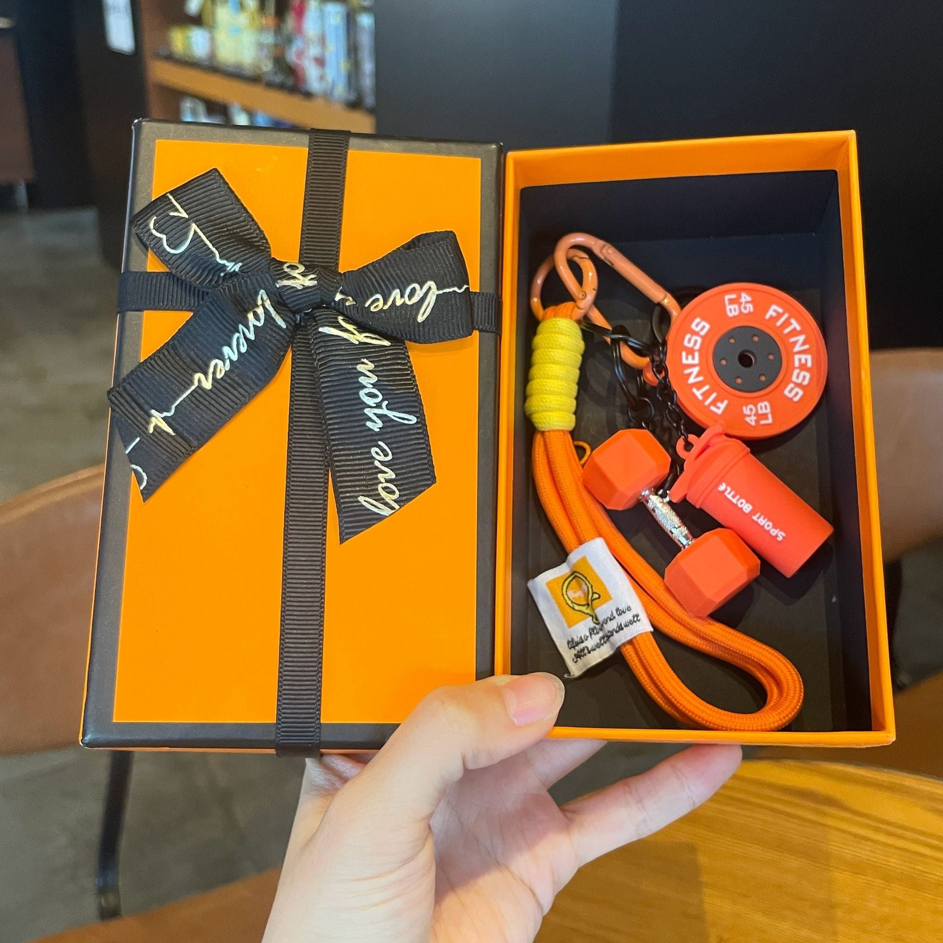 💪 Silicone Dumbbell & Shaker Keychain Set