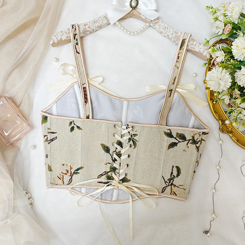 🌸 Spicy | French Floral Bow Tie Slimming Camisole