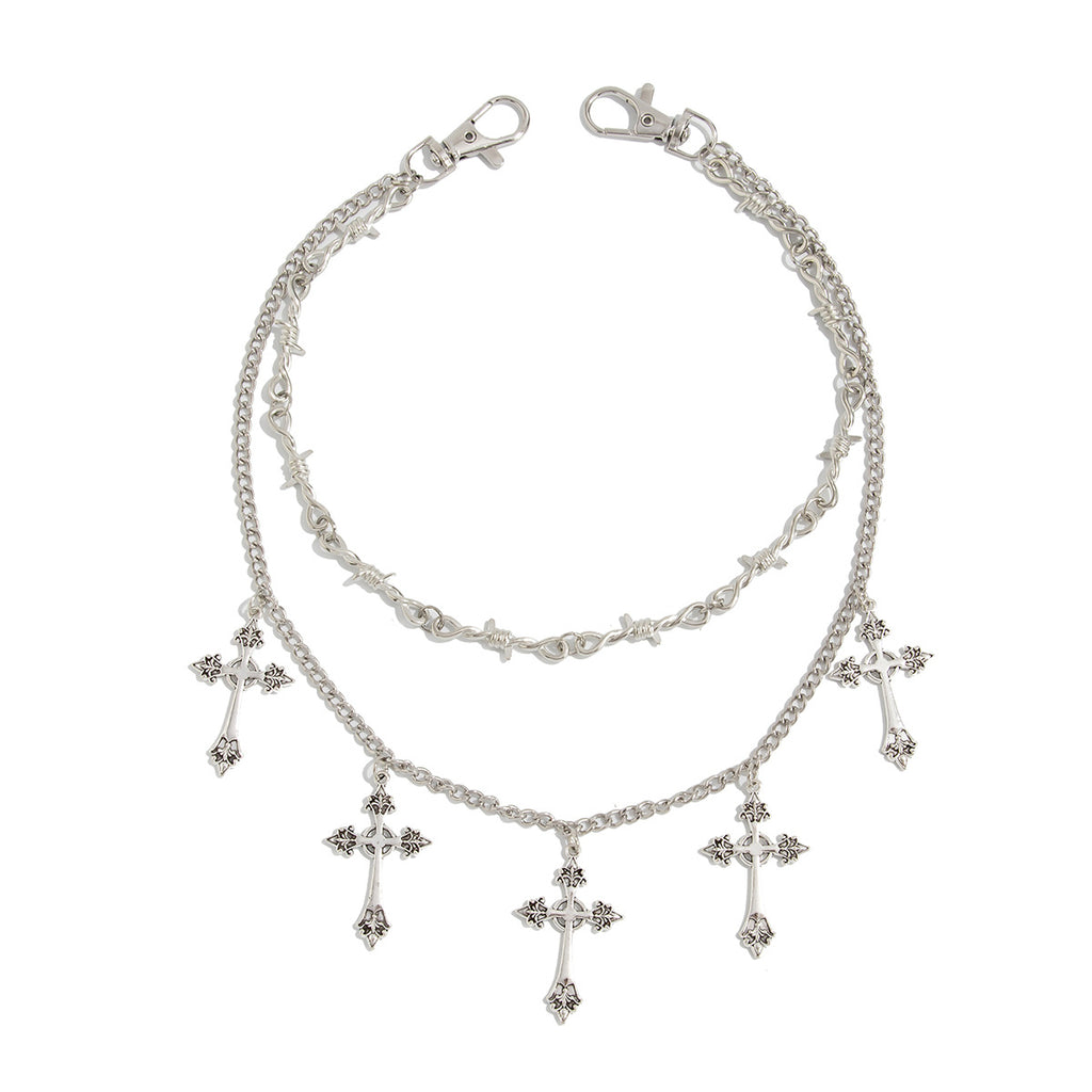 ✝️ Waist Chain + Cross Pendant Multi-Layer Chain Belt – Punk Street Style