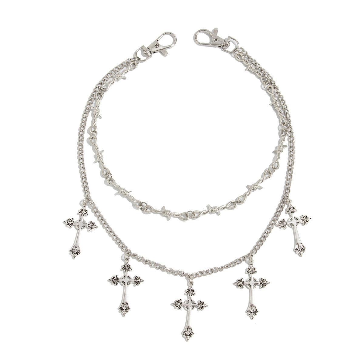 ✝️ Waist Chain + Cross Pendant Multi-Layer Chain Belt – Punk Street Style