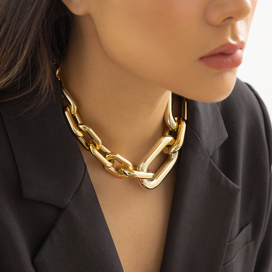 🧨 Necklace + Single-Layer Fringe Chain Necklace – Hip-Hop Bold Style