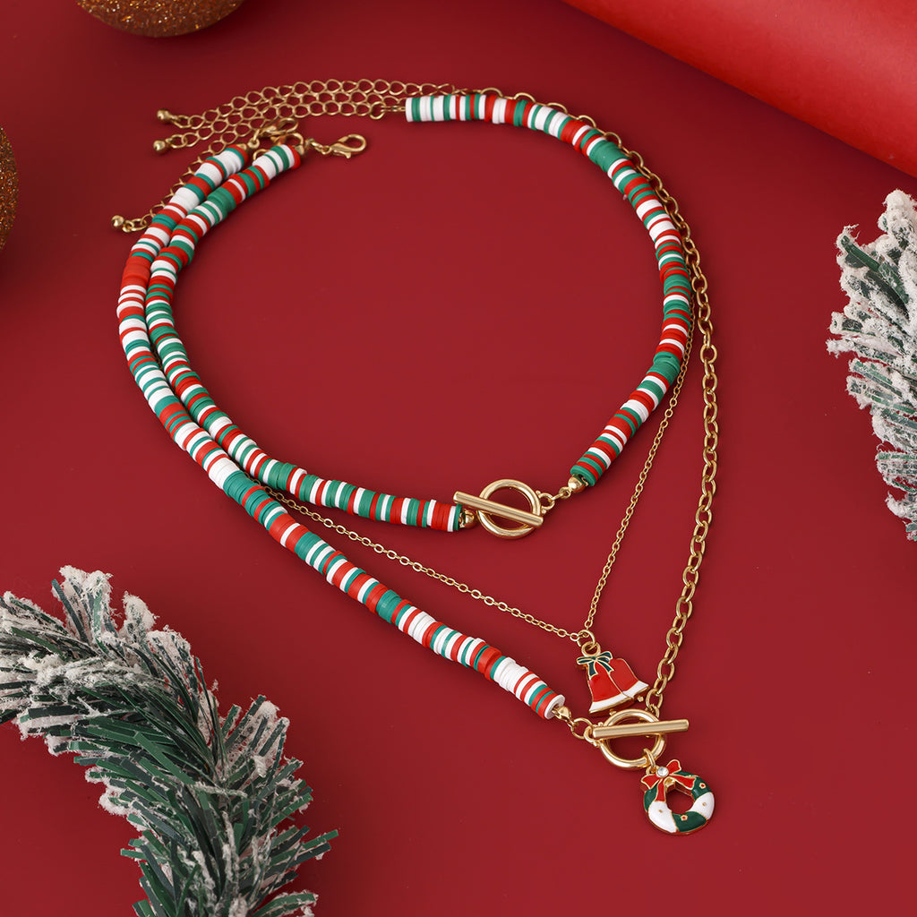 🎅 Necklace Set + Soft Clay Santa Pendant + OT Clasp Chain (3-Piece Christmas Set)