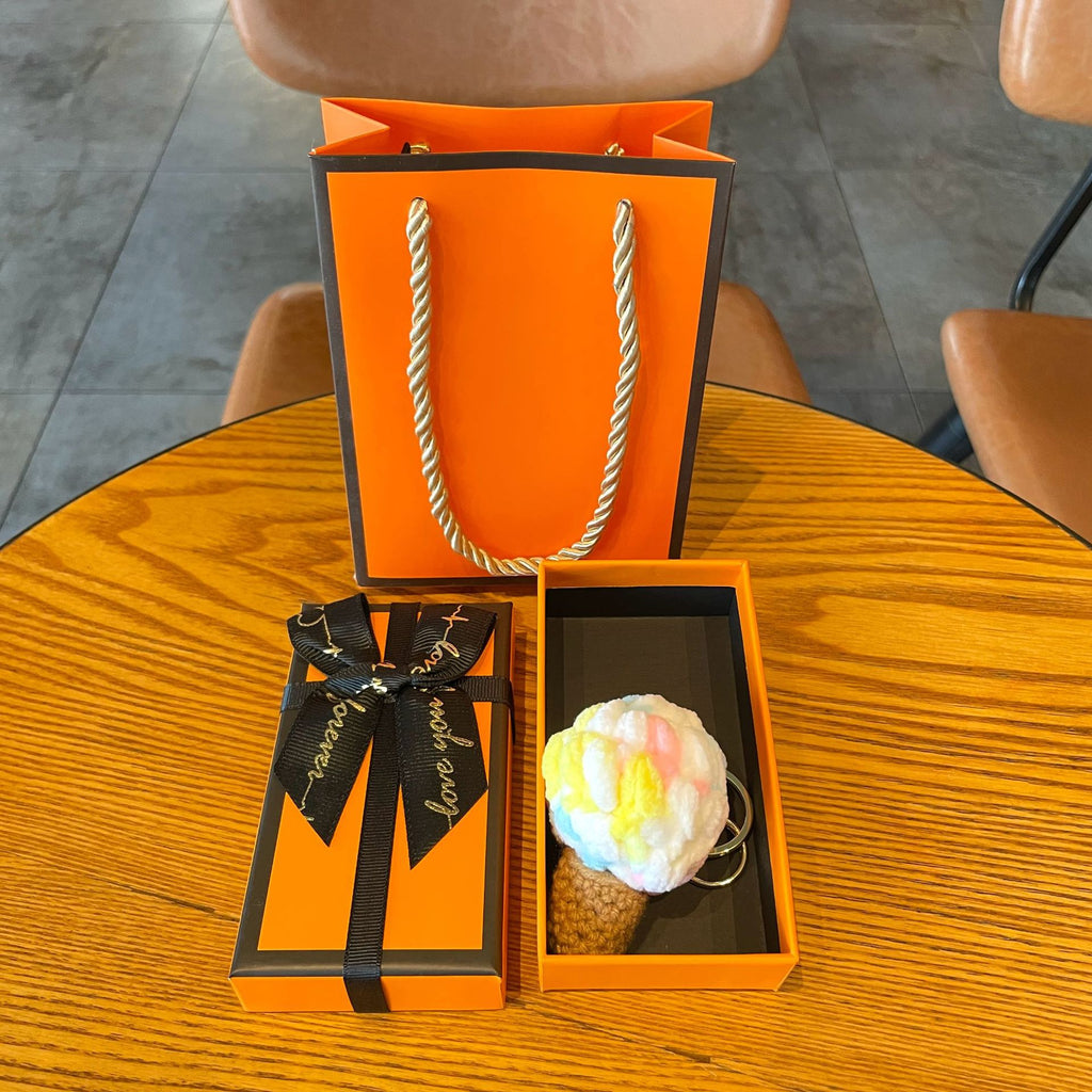 Crochet Yarn Ice Cream Keychain