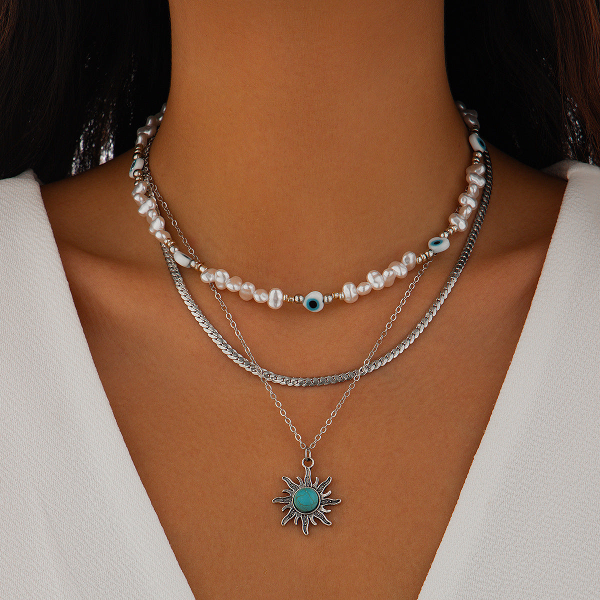 🌟 Necklace Set + Starfish Pearl Irregular Pendant Necklace – Ocean Layers