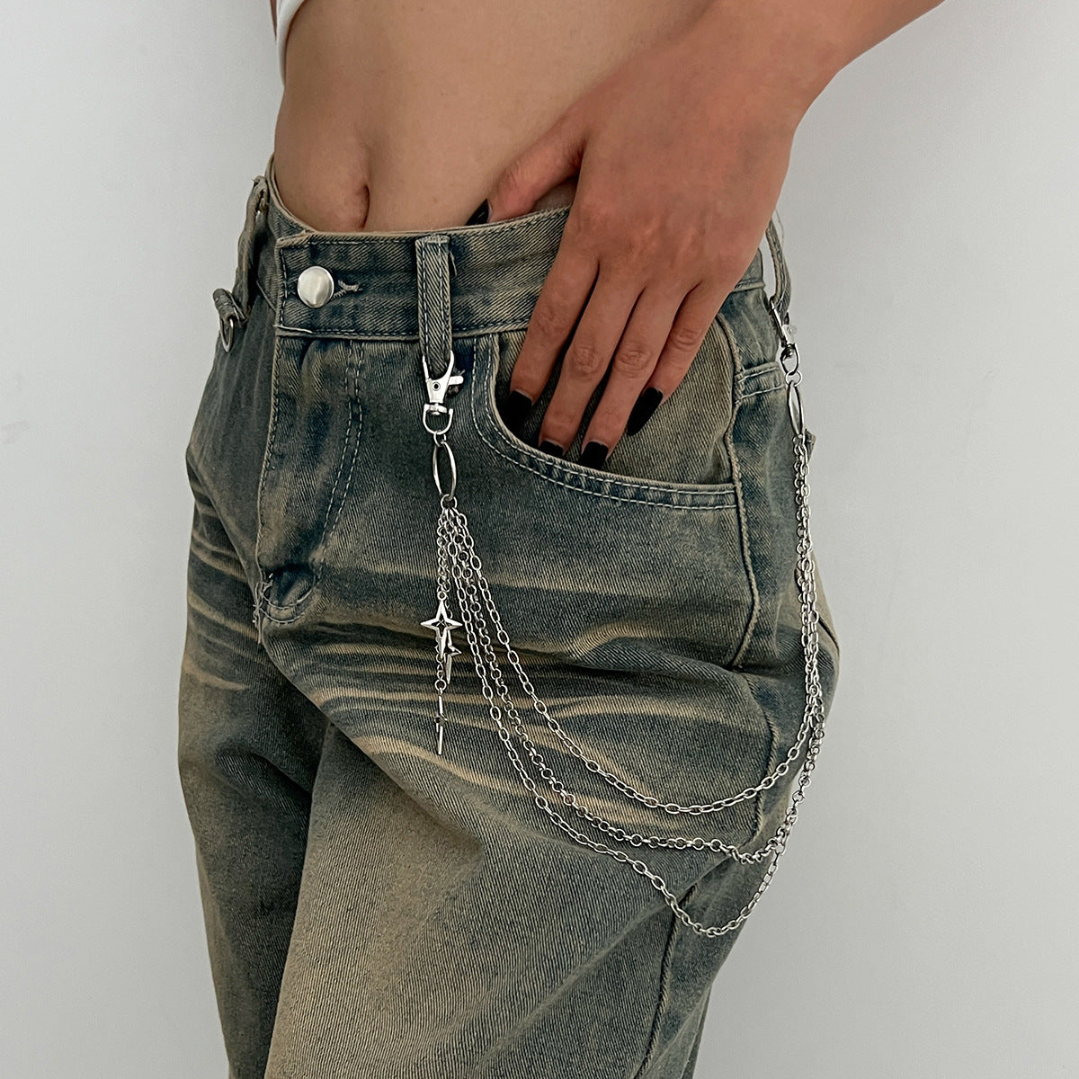 ✝️ Waist Chain + Cross Pendant Multi-Layer Chain Belt – Punk Street Style