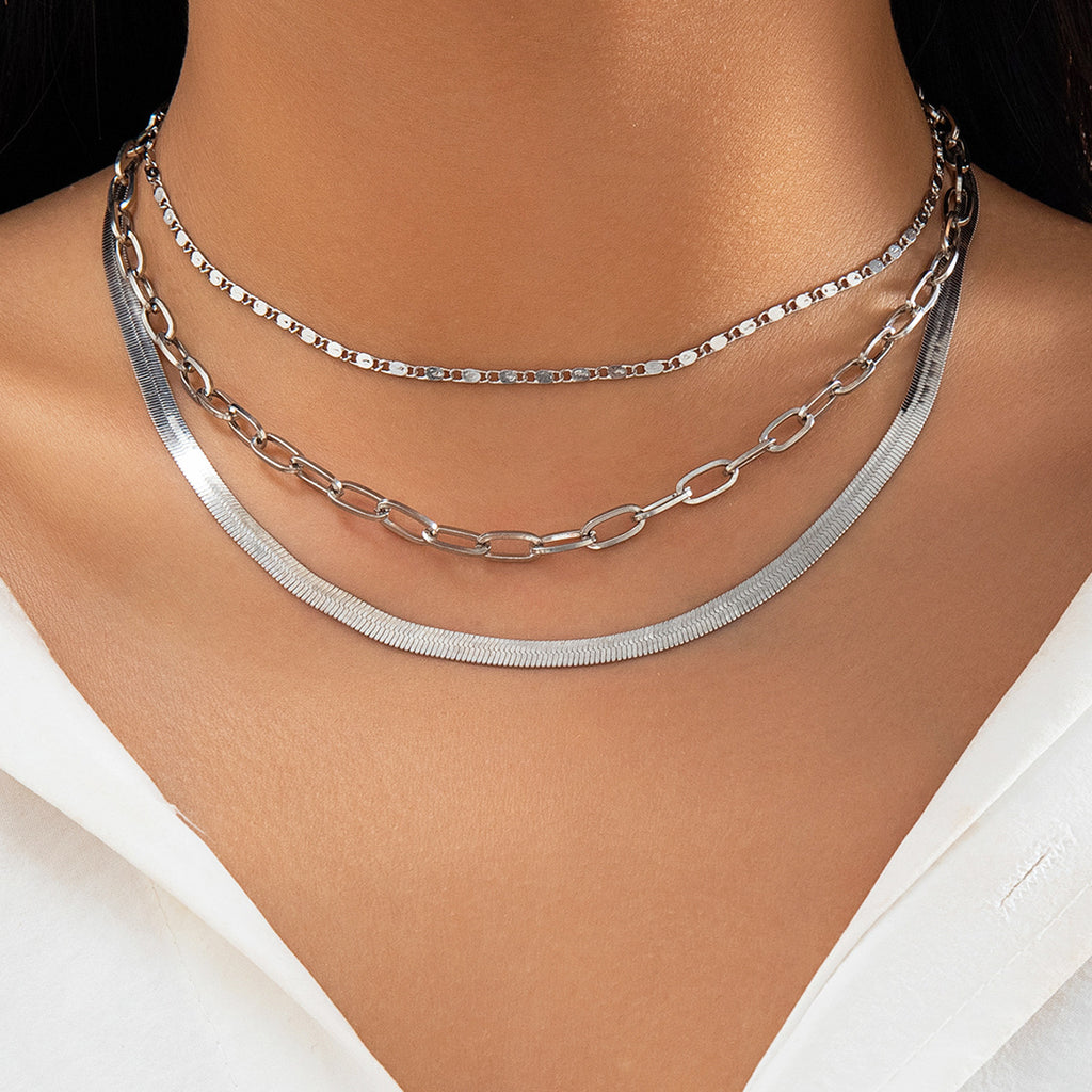 💕 Necklace + Colorblock Snake Chain With Heart Rhinestones