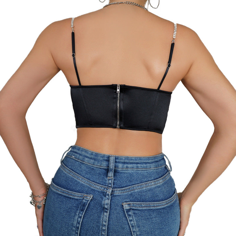 💎 Spicy | Ruched Rhinestone Corset — Crystal Glam Waistline