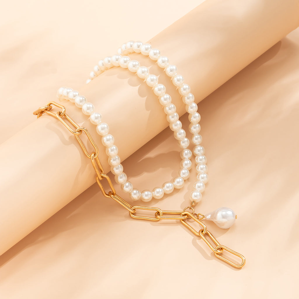 💎 Necklace + Baroque Pearl Pendant Choker – Sweet & Chic