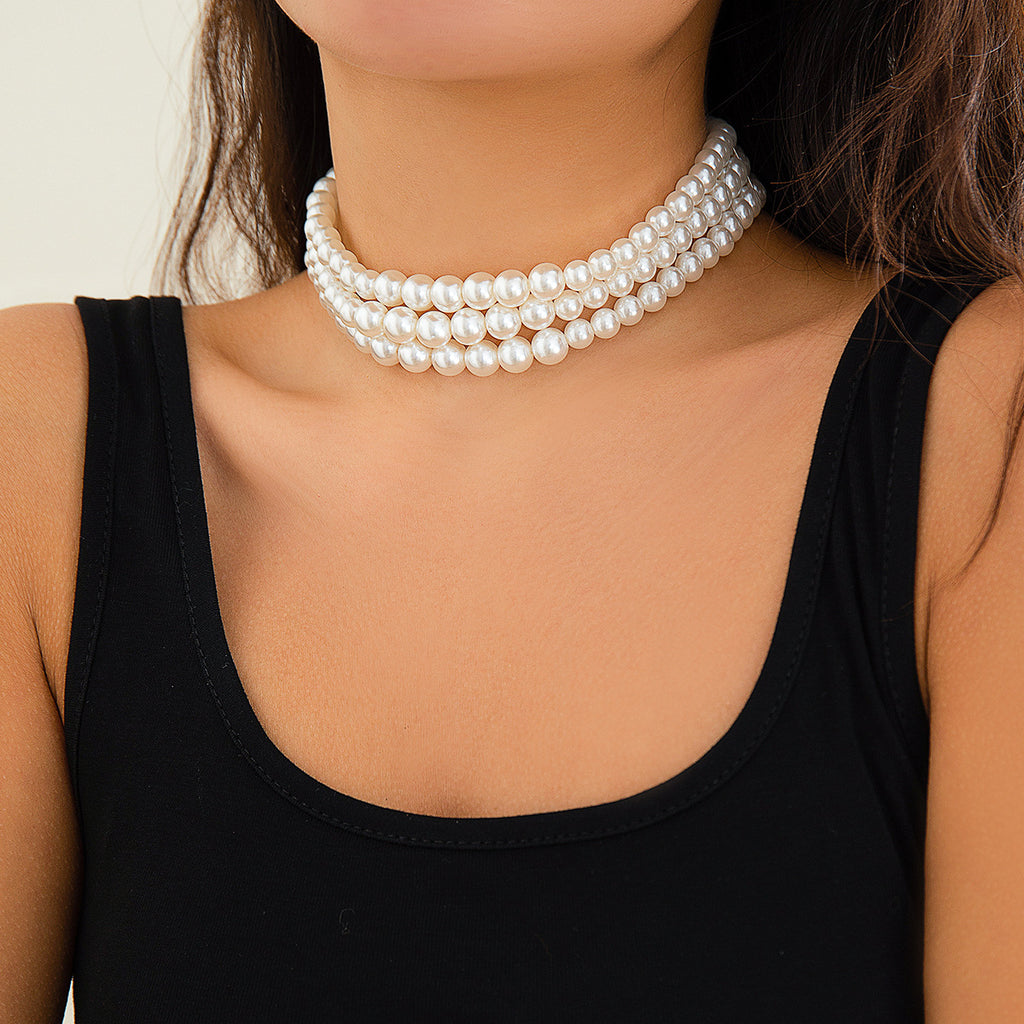 📿 Choker + Handmade Layered Pearl Necklace – Street Snap Favorite