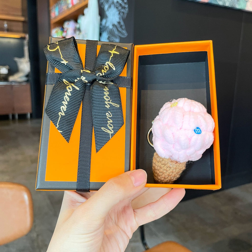 Crochet Yarn Ice Cream Keychain