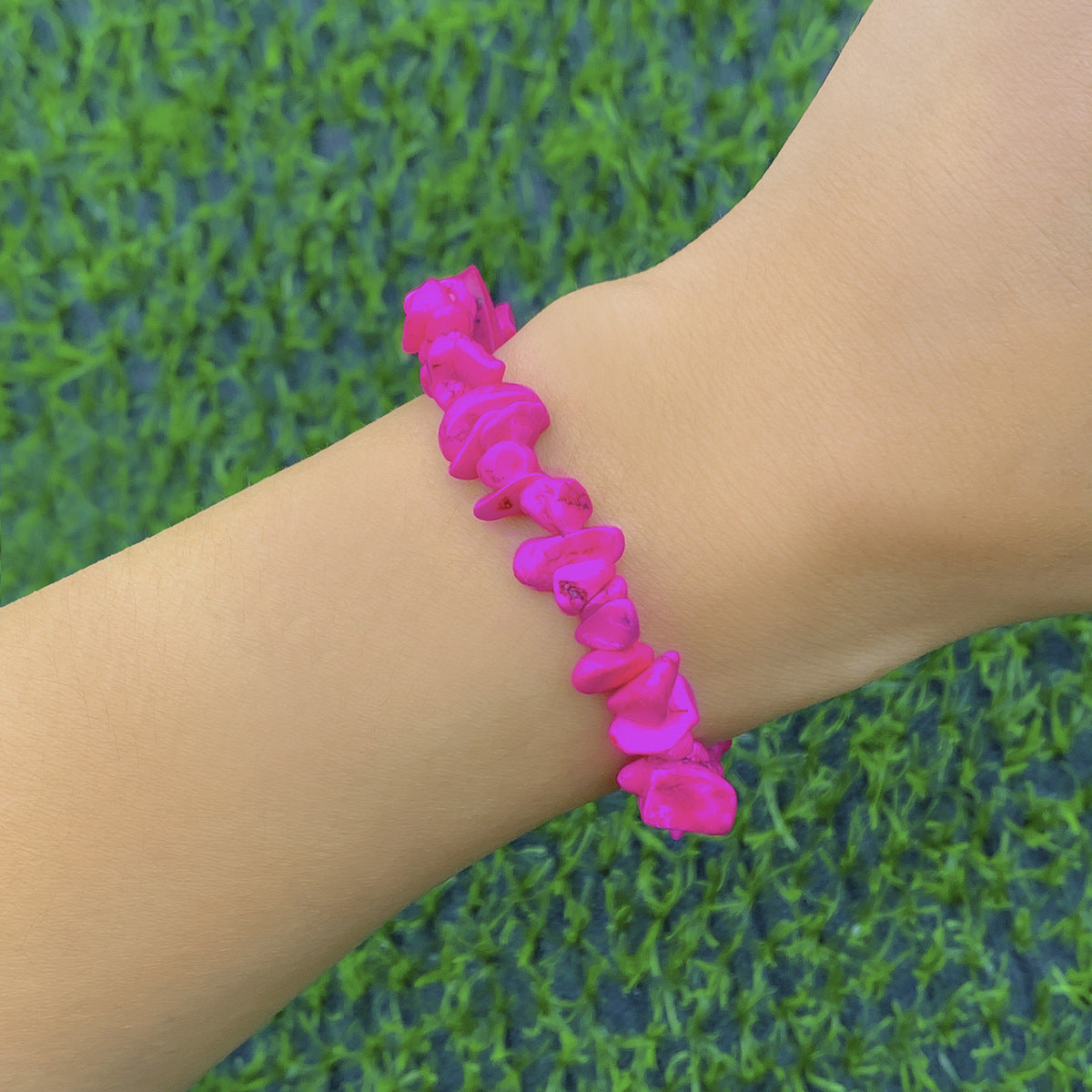 🍀 Bracelet + Cottagecore Beaded Bracelet – Stone & Pearl Elastic Style