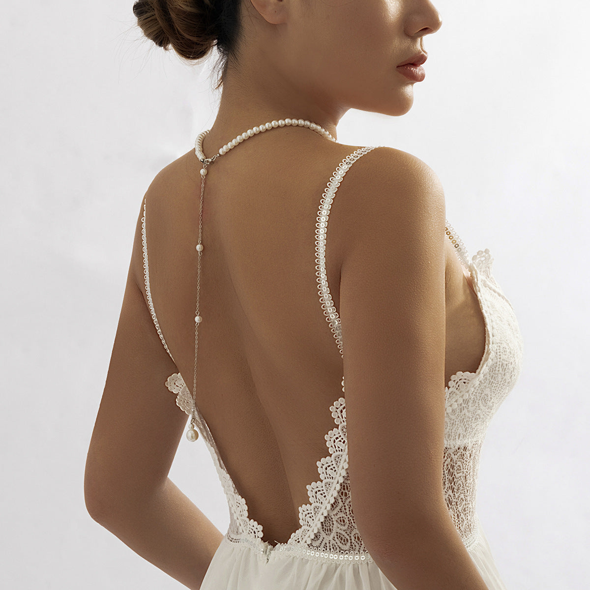 💃 Body Chain + Pearl Tassel Chest Harness – Bridal & Beach Back Chain