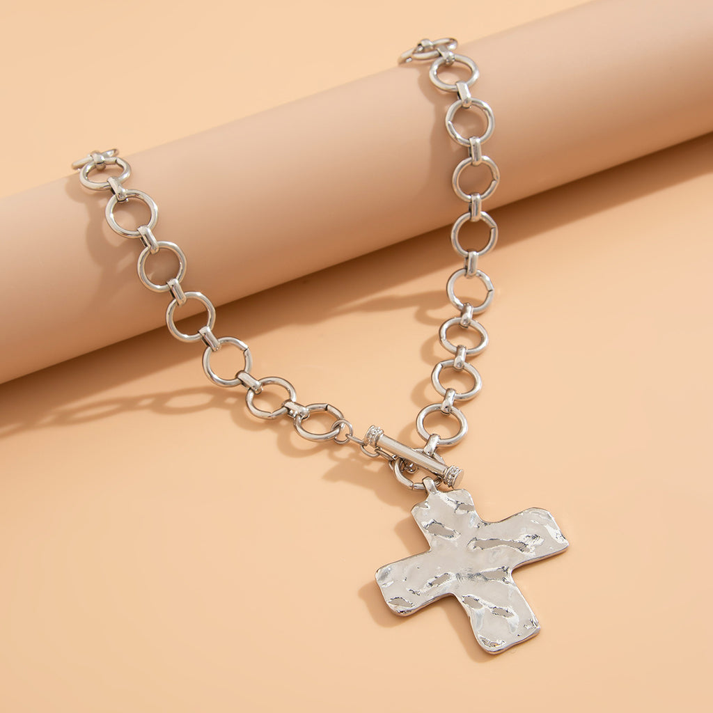 ✝️ Necklace + Alloy Cross Pendant Necklace – Minimalist Flat-Link Chain
