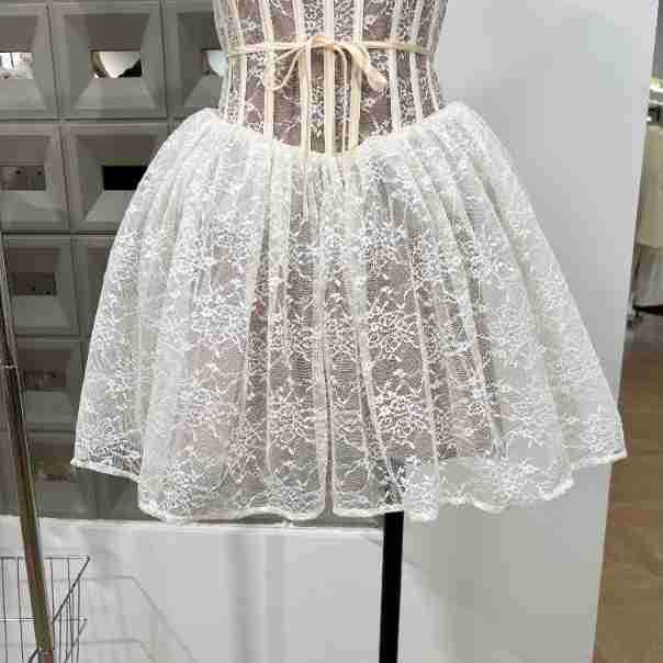 🎉 Spicy｜Lace Boned Puff Camisole Party Mini Dress