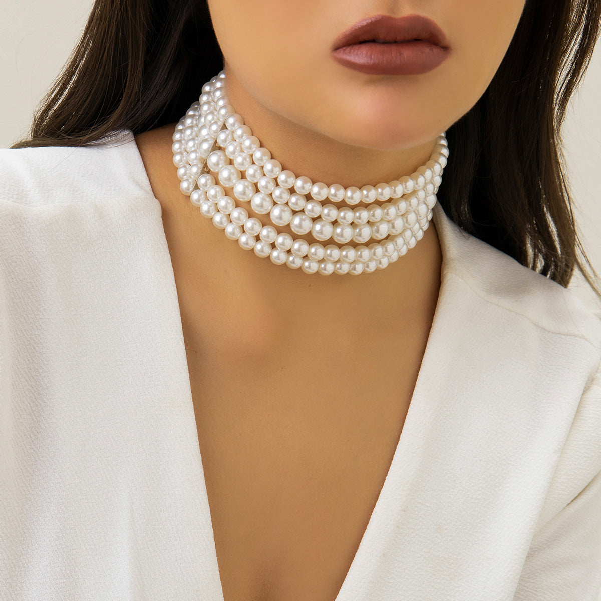 📿 Choker + Handmade Layered Pearl Necklace – Street Snap Favorite
