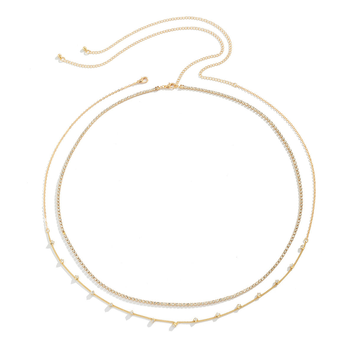 ✨ Waist Chain + Double-Layer Rhinestone Body Belt – Beach Glam
