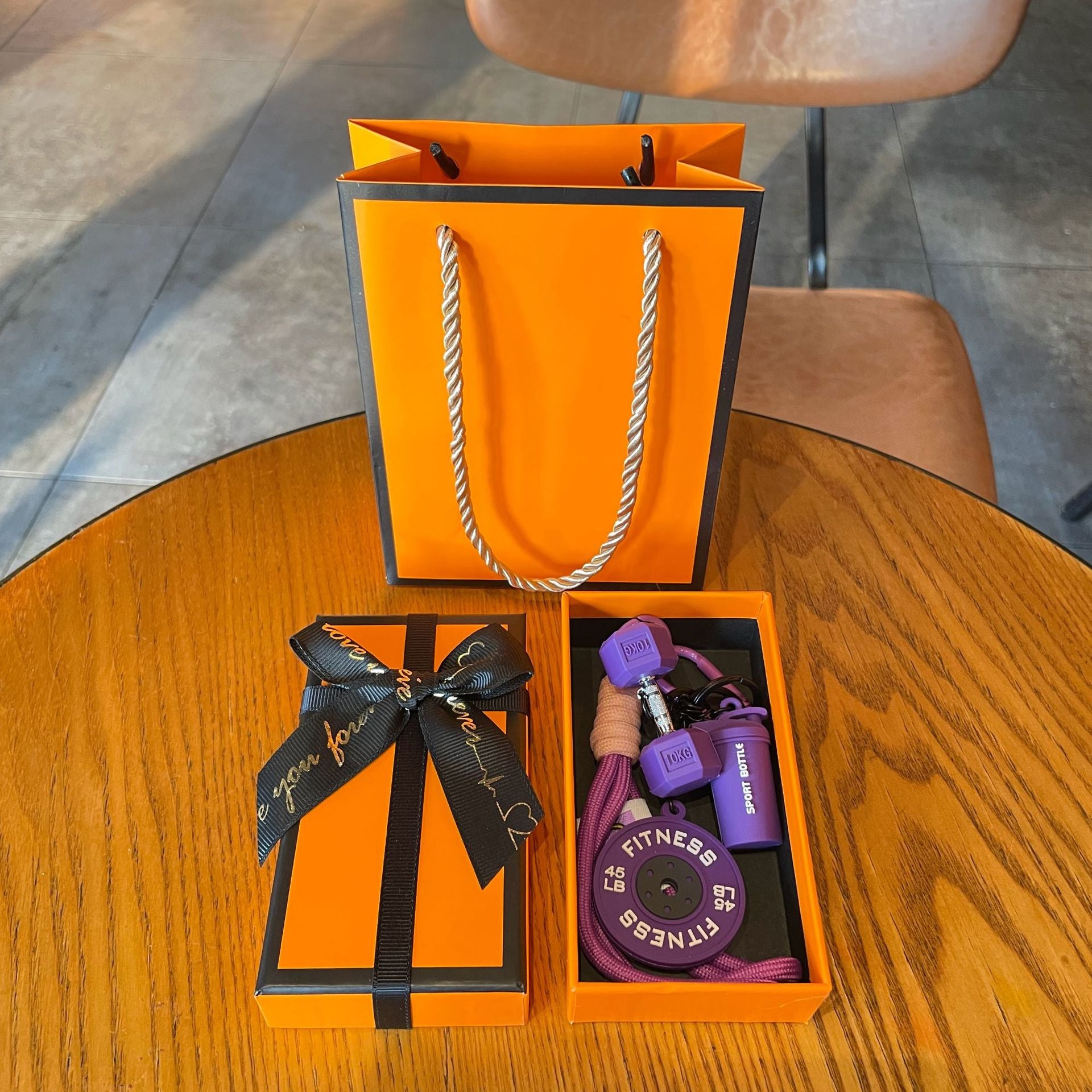 💪 Silicone Dumbbell & Shaker Keychain Set