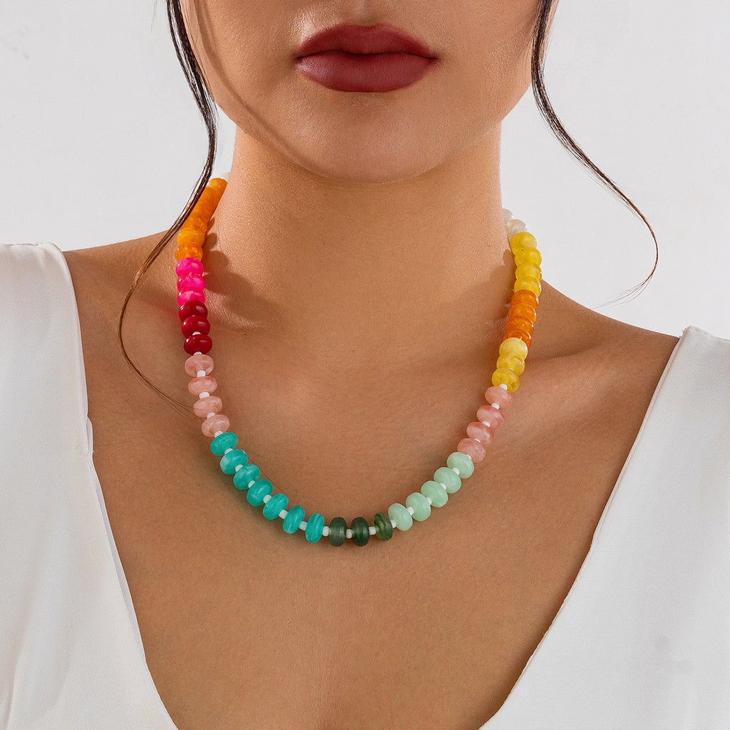 🌈 Necklace + Irregular Acrylic Rainbow Bead Necklace – Sweet Dopamine Vibe