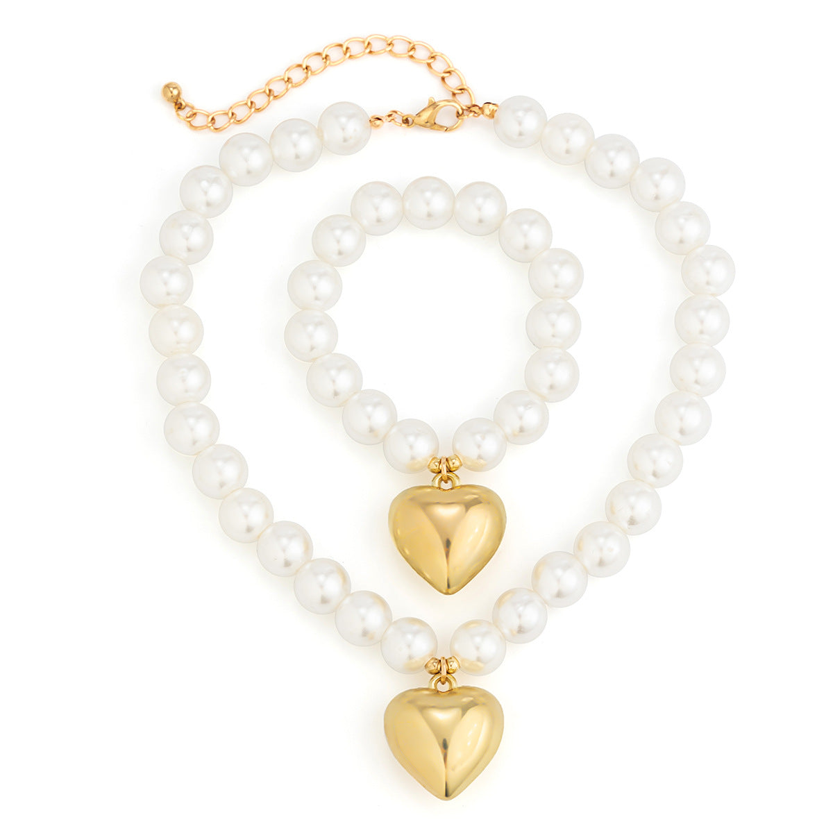 ⚪ Necklace + Statement Round Bead Chain With Heart Accent – Beaded Punk