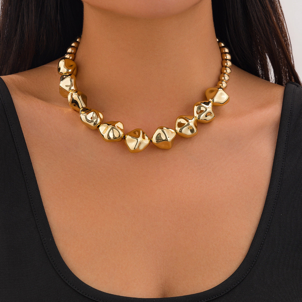 🧿 Necklace Set + Irregular CCB Beads + Geometric Pearl Layered Necklace