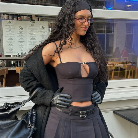 🖤 Spicy | Cutout Halter Crop Top — Street Snap Attitude
