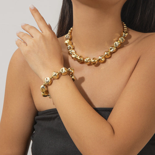 🧩 Necklace Set + Irregular CCB Beads Layered Pearl Necklace
