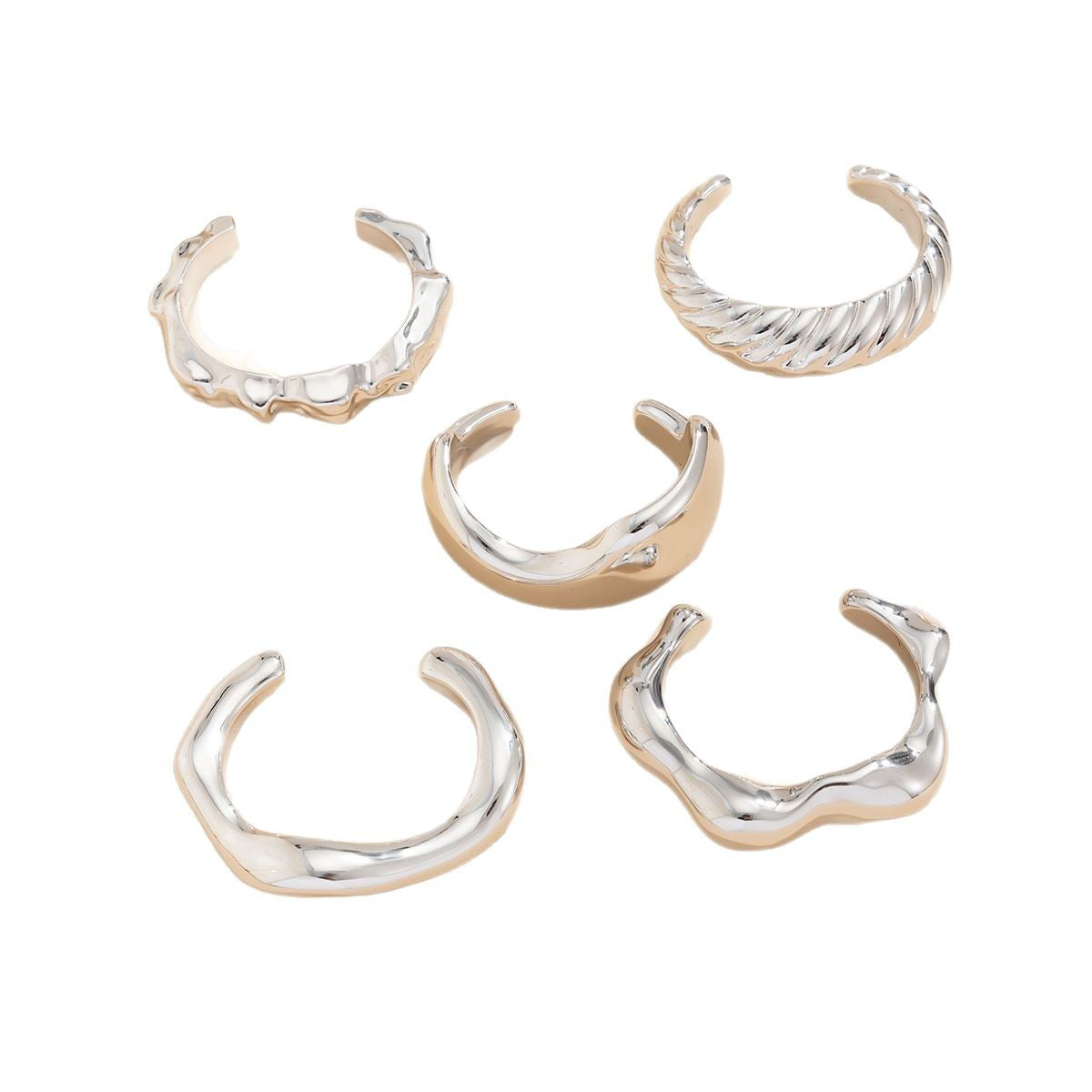 ✨ Bracelet Set + Irregular Glossy Metal CCB Bangles – Light Luxury Texture