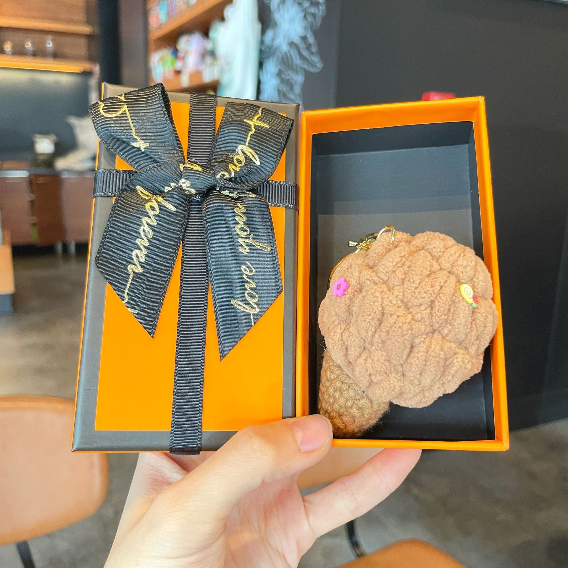 Crochet Yarn Ice Cream Keychain