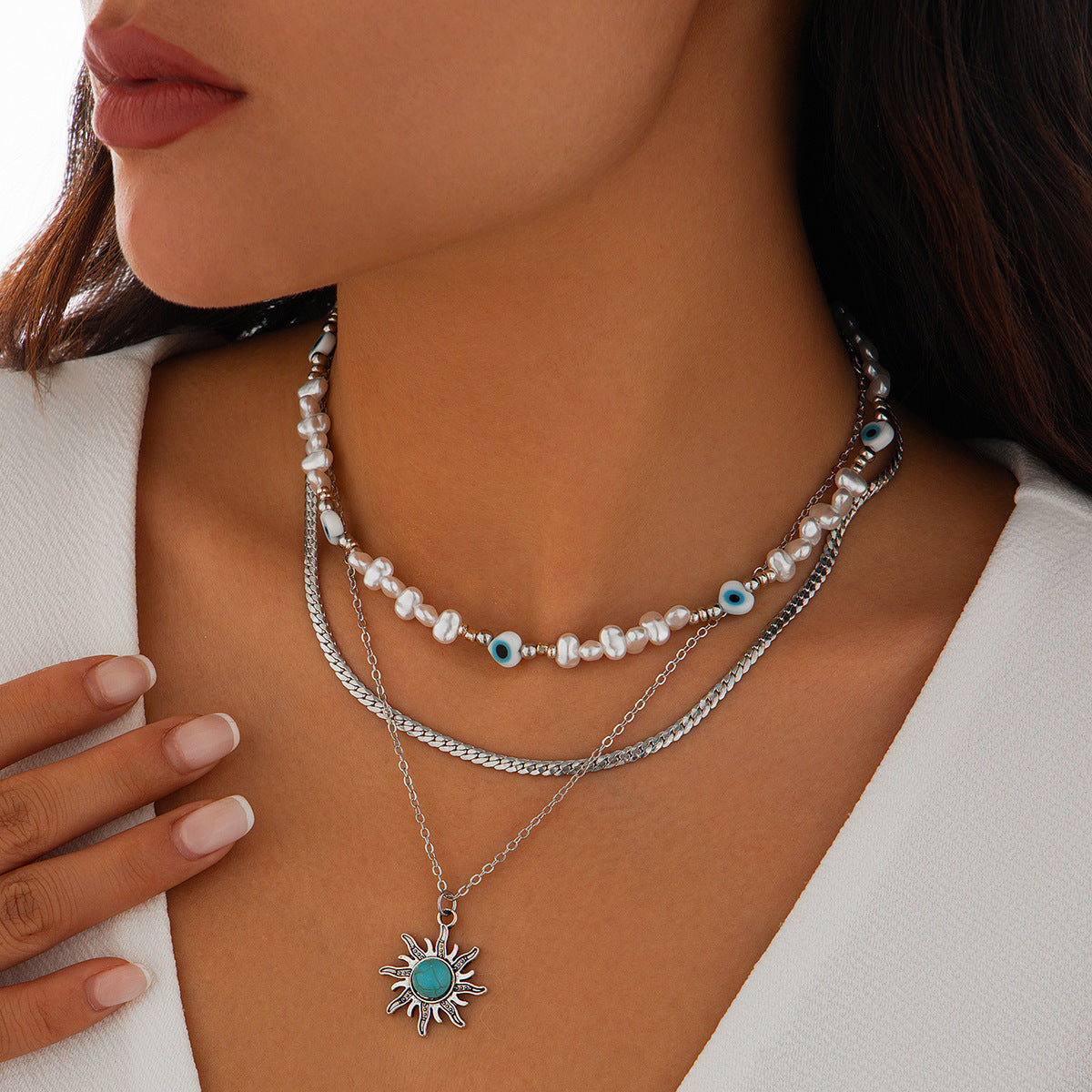 🌟 Necklace Set + Starfish Pearl Irregular Pendant Necklace – Ocean Layers