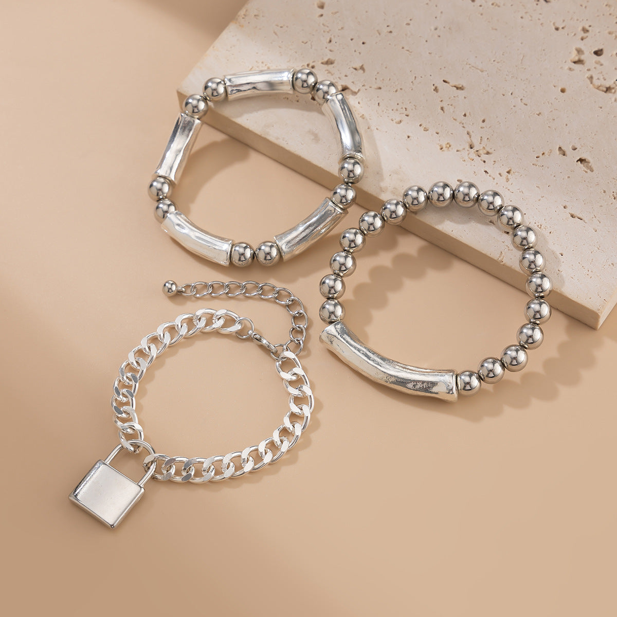 💝 Bracelet Set + Pearl Bead Bracelet With Hollow Heart Charm – Sweet Style