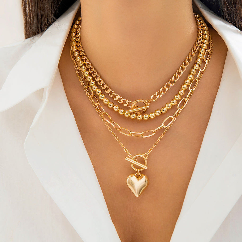 💖 Necklace Set + OT Buckle Heart Bead Geometric Necklace – Sweet Street Style